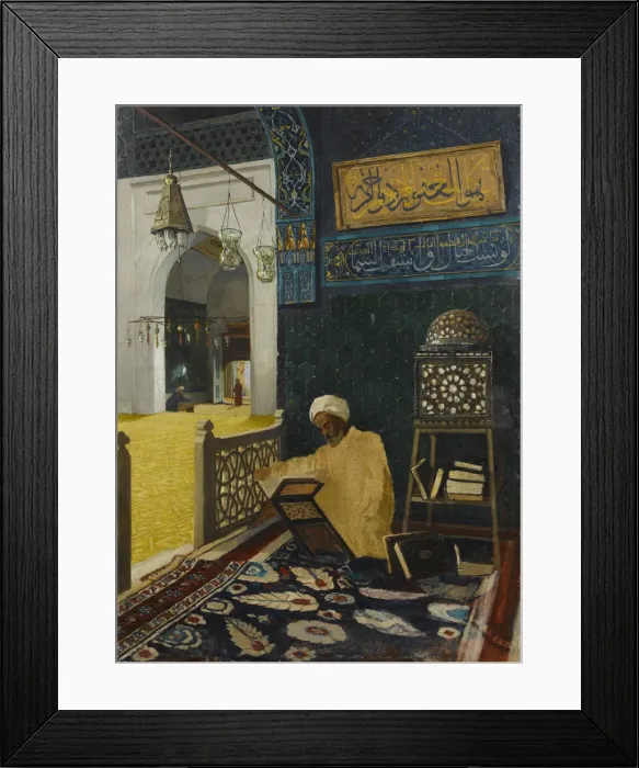 Framed Print : Quran reciting. Artist: Hamdi Bey, Osman (1842-1910)