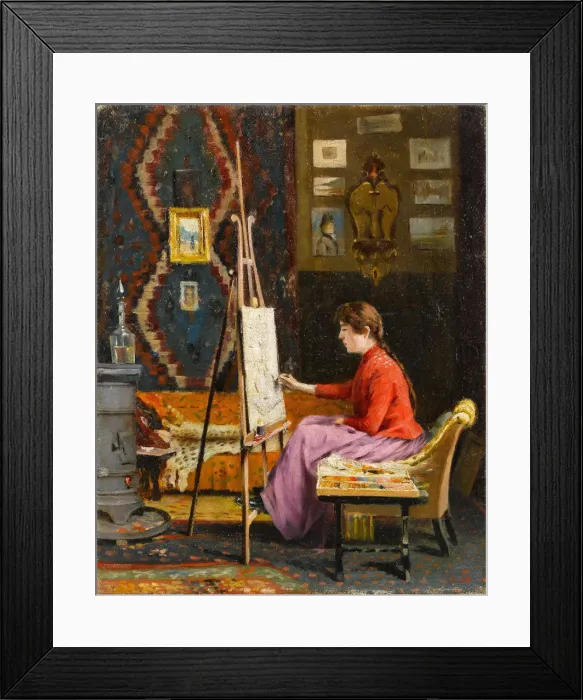 Framed Print : Girl Painter and Her Studio. Artist: Pasha (Pasa), Halil (1857-1939) Framed Print : Girl Painter and Her Studio. Artist: Pasha (Pasa), Halil (1857-1939)