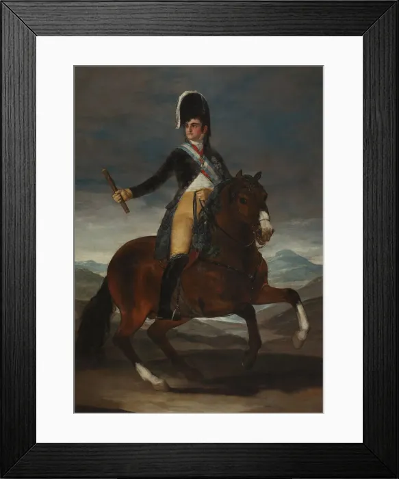 Framed Print : Equestrian Portrait of King Ferdinand VII of Spain. Artist: Goya, Francisco, de (1746-1828) Framed Print : Equestrian Portrait of King Ferdinand VII of Spain. Artist: Goya, Francisco, de (1746-1828)