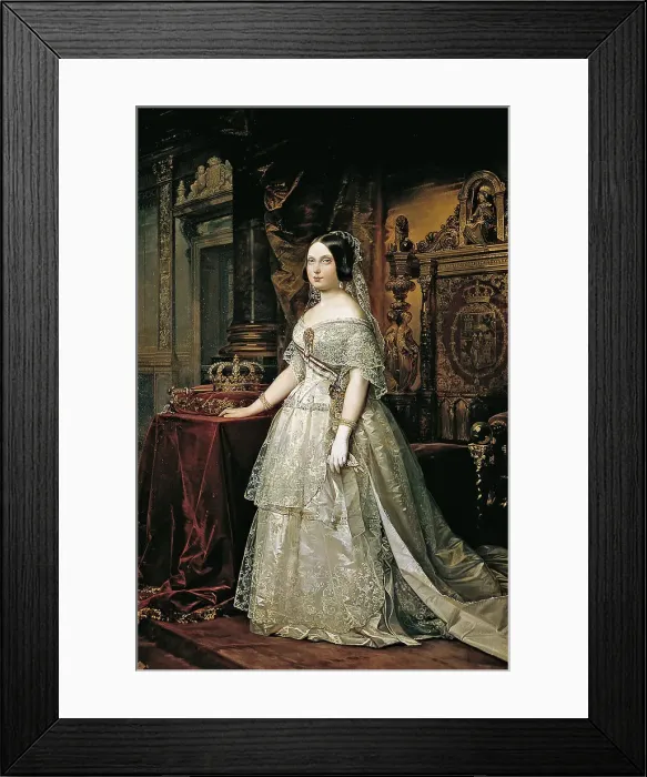 Framed Print : Portrait of Isabella II of Spain. Artist: Madrazo y Kuntz, Federico de (1815-1894) Framed Print : Portrait of Isabella II of Spain. Artist: Madrazo y Kuntz, Federico de (1815-1894)