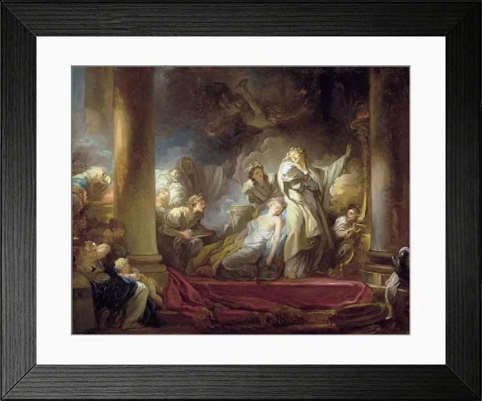 Framed Print : The High Priest Coresus Sacrificing Himself to Save Callirhoe. Artist: Fragonard, Jean Honore (1732-1806) Framed Print : The High Priest Coresus Sacrificing Himself to Save Callirhoe. Artist: Fragonard, Jean Honore (1732-1806)