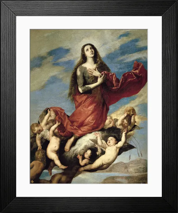 Framed Print : Mary Magdalene Taken up to Heaven. Artist: Ribera, Jose, de (1591-1652) Framed Print : Mary Magdalene Taken up to Heaven. Artist: Ribera, Jose, de (1591-1652)
