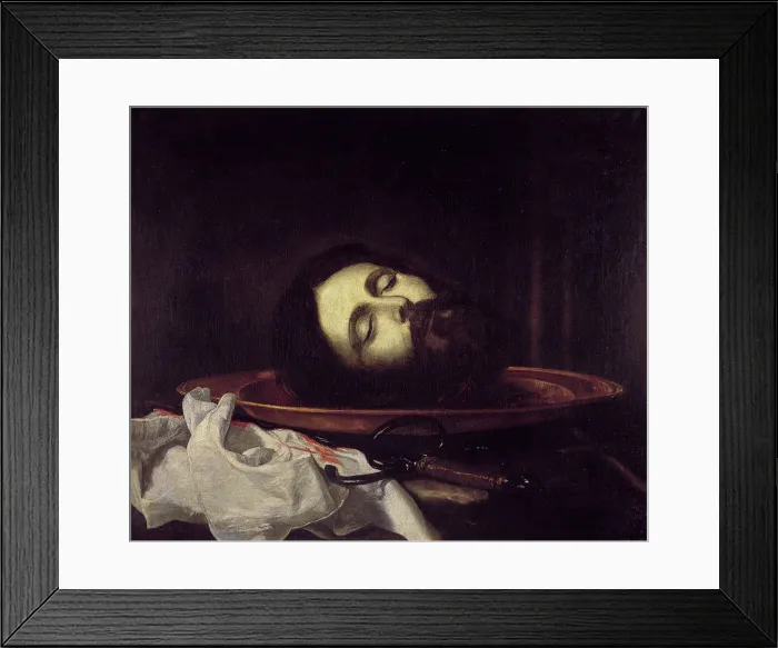 Framed Print : The Head of Saint John the Baptist. Artist: Ribera, Jose, de (1591-1652)