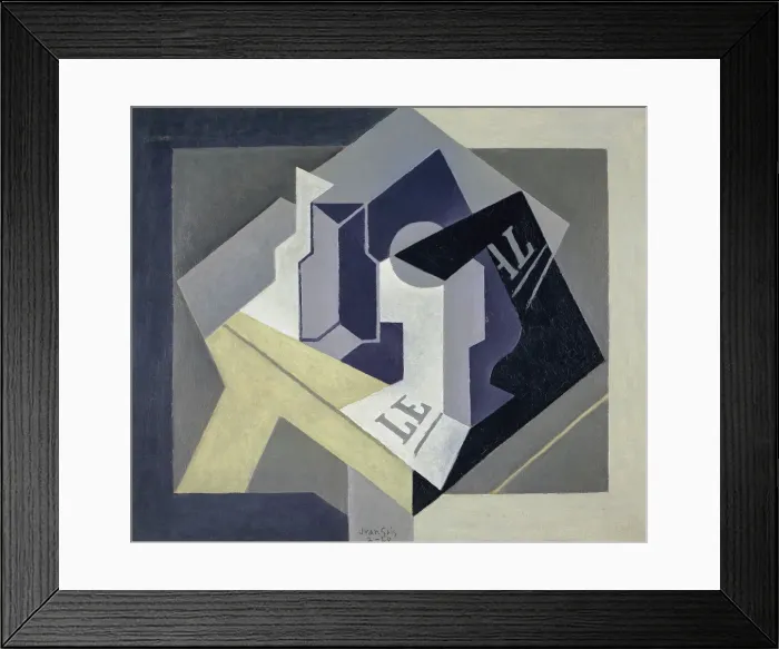 Framed Print : Fruit Bowl and Newspaper. Artist: Gris, Juan (1887-1927) Framed Print : Fruit Bowl and Newspaper. Artist: Gris, Juan (1887-1927)