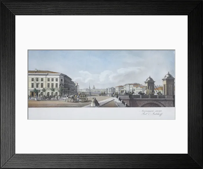 Framed Print : The Anichkov Bridge (From the panorama of the Nevsky Prospekt). Artist: Sadovnikov, Vasily Semyonovich (1800-1879) Framed Print : The Anichkov Bridge (From the panorama of the Nevsky Prospekt). Artist: Sadovnikov, Vasily Semyonovich (1800-1879)