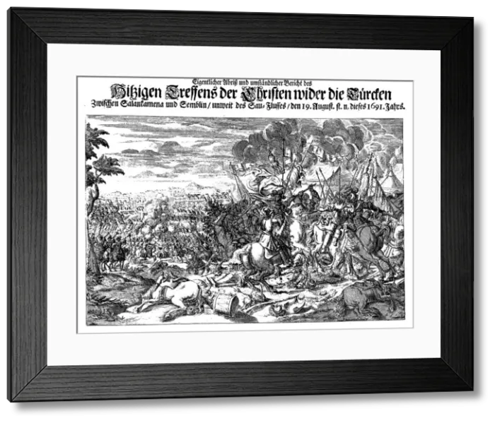 Framed Print : The Battle of Slankamen on August 19, 1691. Artist: Azelt (Atzelt), Johann (1654-1692) Framed Print : The Battle of Slankamen on August 19, 1691. Artist: Azelt (Atzelt), Johann (1654-1692)
