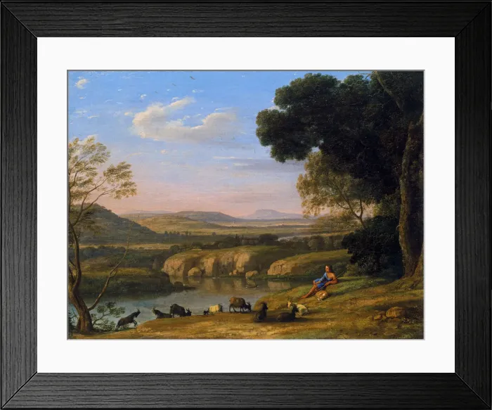 Framed Print : River landscape with Goatherd. Artist: Lorrain, Claude (1600-1682) Framed Print : River landscape with Goatherd. Artist: Lorrain, Claude (1600-1682)