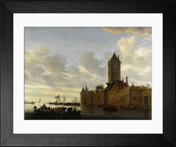 Framed Print : River Estuary With Fortified Town. Artist: Ruisdael, Salomon Jacobsz, van (1600 / 3-1670) Framed Print : River Estuary With Fortified Town. Artist: Ruisdael, Salomon Jacobsz, van (1600 / 3-1670)