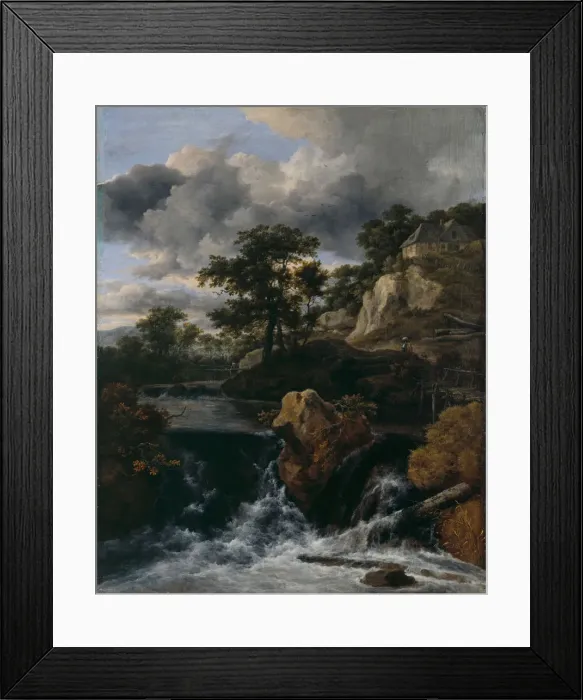 Framed Print : Hilly landscape with a waterfall. Artist: Ruisdael, Jacob Isaacksz, van (1628 / 29-1682) Framed Print : Hilly landscape with a waterfall. Artist: Ruisdael, Jacob Isaacksz, van (1628 / 29-1682)
