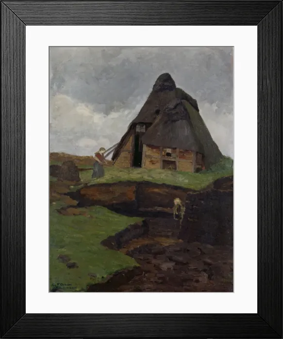 Framed Print : Mire Cottage with Child. Artist: Overbeck, Fritz (1869-1909) Framed Print : Mire Cottage with Child. Artist: Overbeck, Fritz (1869-1909)