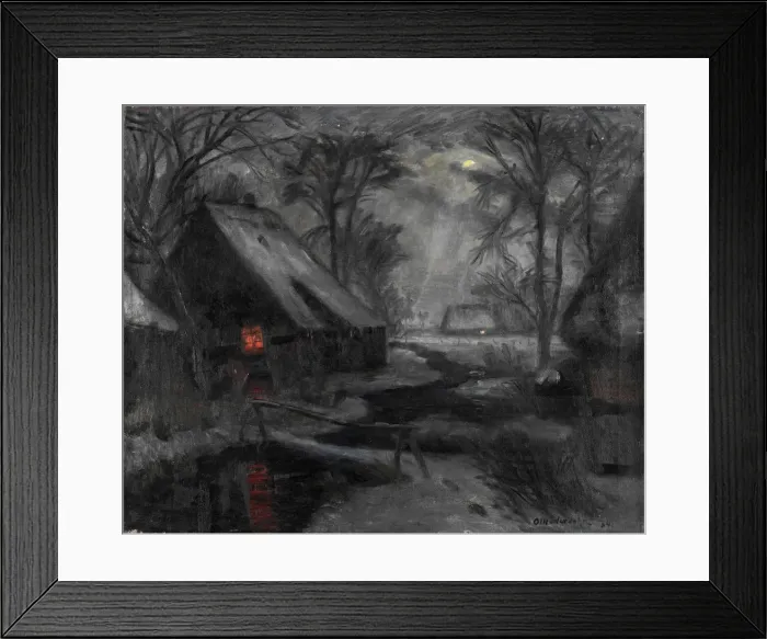 Framed Print : Winter Evening in Fischerhude. Artist: Modersohn, Otto (1865-1943) Framed Print : Winter Evening in Fischerhude. Artist: Modersohn, Otto (1865-1943)