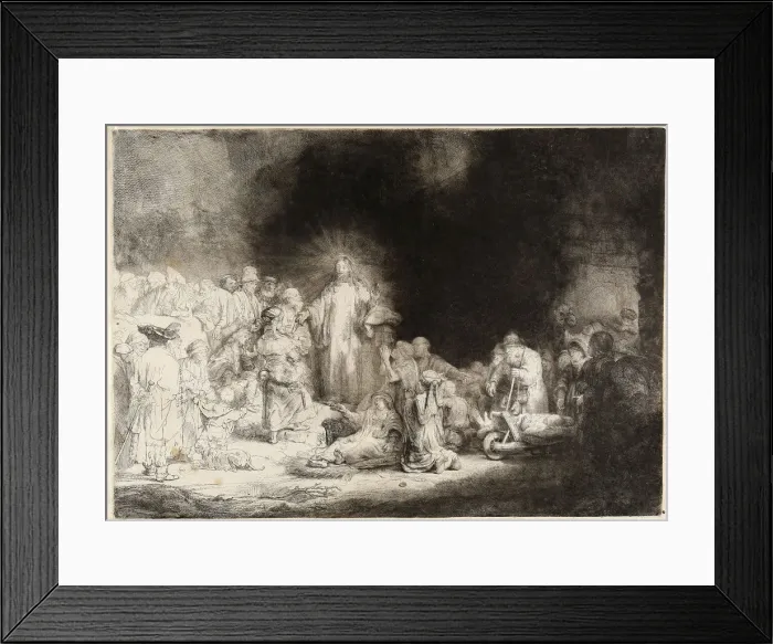 Framed Print : Christ healing the sick (The Hundred Guilder Print). Artist: Rembrandt van Rhijn (1606-1669) Framed Print : Christ healing the sick (The Hundred Guilder Print). Artist: Rembrandt van Rhijn (1606-1669)