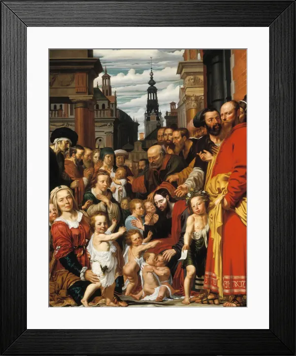Framed Print : Let the little children come to me. Artist: Valckert, Werner Jacobsz. van den (ca. 1585-after 1635) Framed Print : Let the little children come to me. Artist: Valckert, Werner Jacobsz. van den (ca. 1585-after 1635)