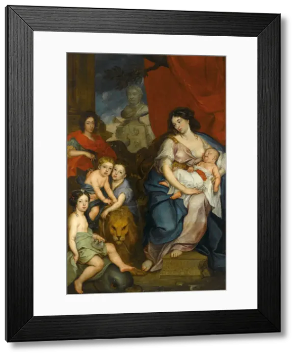 Framed Print : Portrait of Queen Marie Casimire with children. Artist: Siemiginowski-Eleuter, Jerzy (1660-1711) Framed Print : Portrait of Queen Marie Casimire with children. Artist: Siemiginowski-Eleuter, Jerzy (1660-1711)