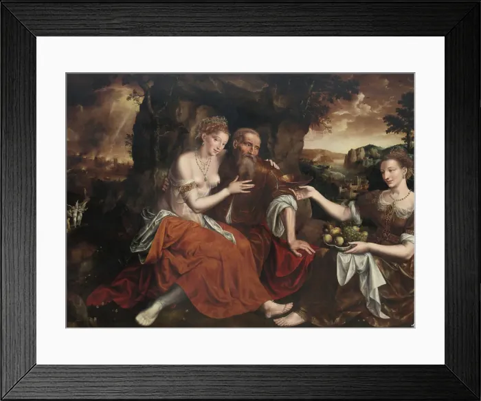 Framed Print : Lot and his Daughters. Artist: Massys (Matsys), Jan (1510-1575) Framed Print : Lot and his Daughters. Artist: Massys (Matsys), Jan (1510-1575)