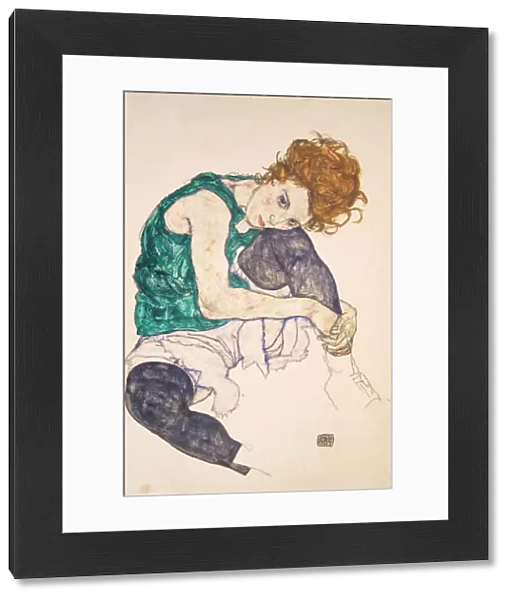 Seated Woman with Legs Drawn Up (Adele Herms). Artist: Schiele, Egon (1890?1918)