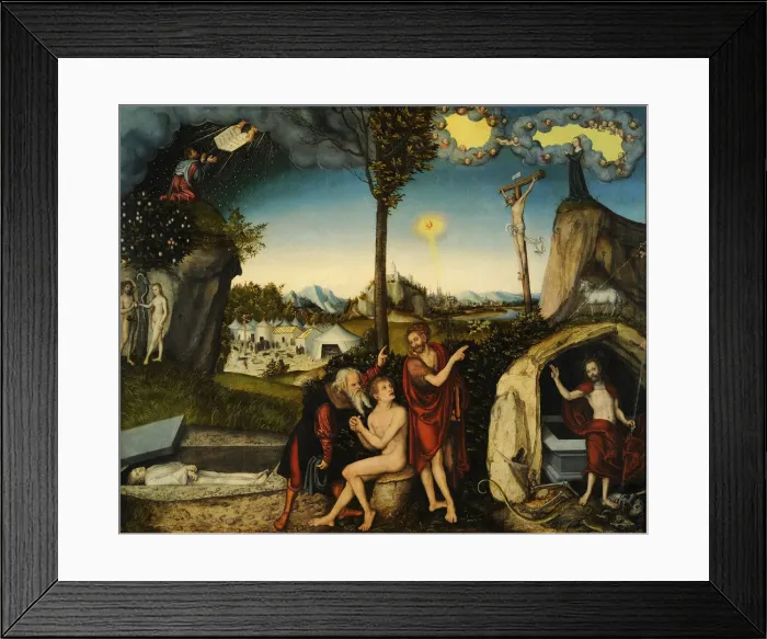 Framed Print : Law and Grace. Artist: Cranach, Lucas, the Elder (1472-1553) Framed Print : Law and Grace. Artist: Cranach, Lucas, the Elder (1472-1553)