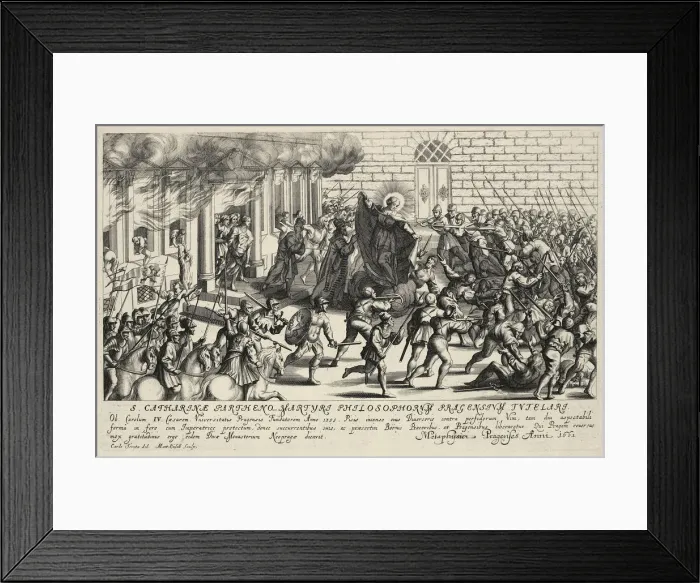 Framed Print : Saint Catherine protects Charles IV during the Pisan popular revolt in May 1355. Artist: Kusel, Matthaus (1629-1681) Framed Print : Saint Catherine protects Charles IV during the Pisan popular revolt in May 1355. Artist: Kusel, Matthaus (1629-1681)