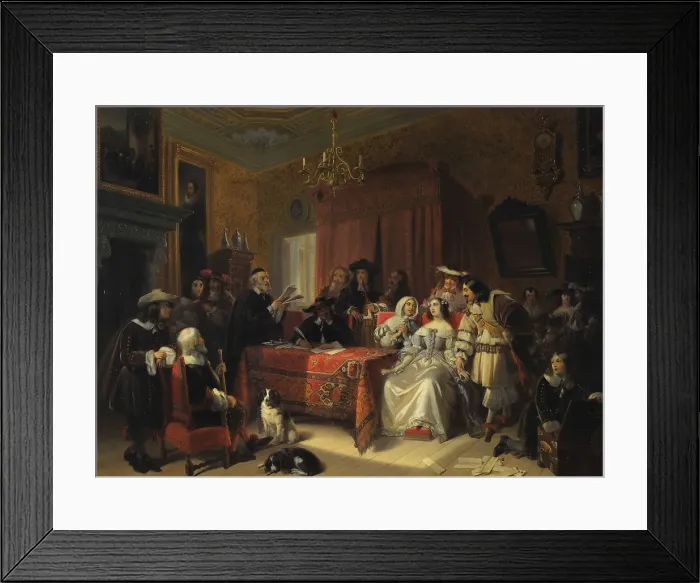 Framed Print : Reading of a Will. Artist: Eckhout, Jacob Joseph (1793-1861) Framed Print : Reading of a Will. Artist: Eckhout, Jacob Joseph (1793-1861)