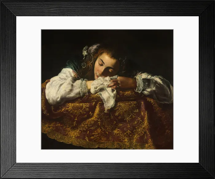 Framed Print : Sleeping Girl. Artist: Fetti, Domenico (1588 / 90-1623) Framed Print : Sleeping Girl. Artist: Fetti, Domenico (1588 / 90-1623)