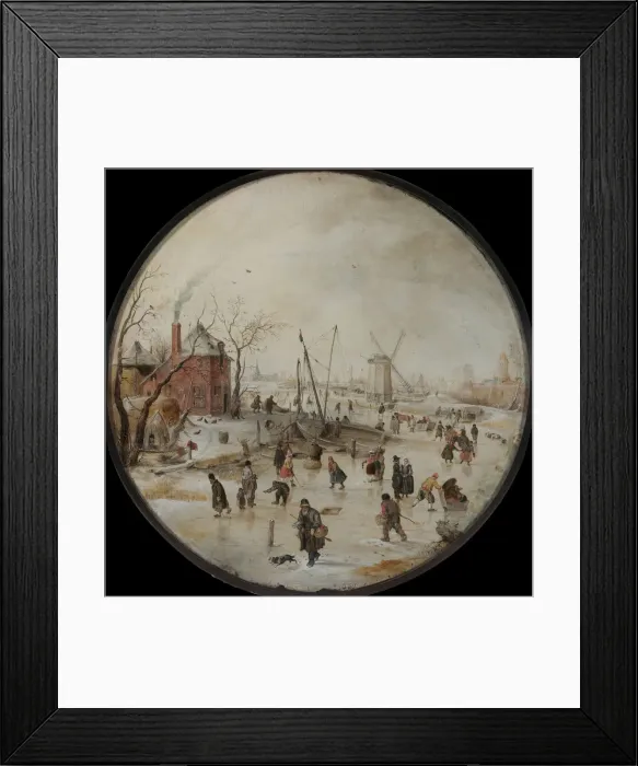 Framed Print : Frozen River with Skaters. Artist: Avercamp, Hendrick (1585-1634)