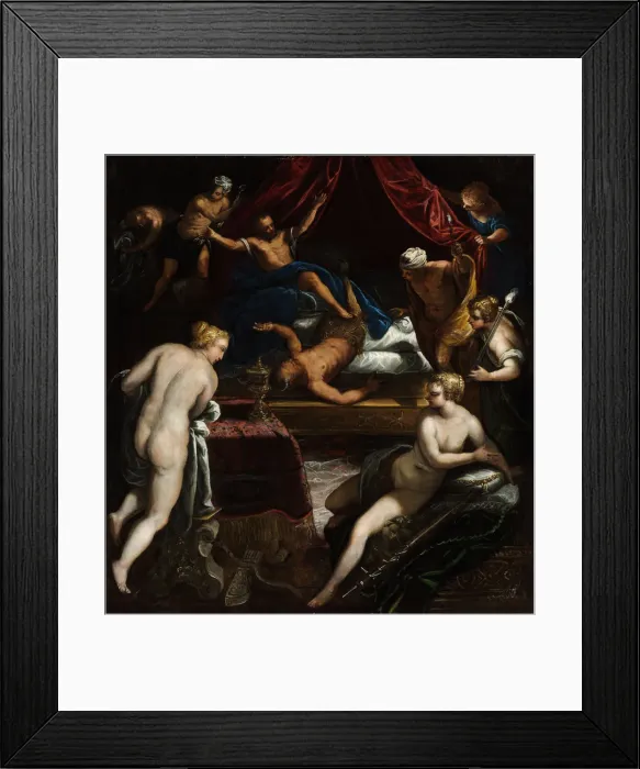 Framed Print : Hercules Expelling the Faun from Omphales Bed. Artist: Tintoretto, Jacopo (1518-1594) Framed Print : Hercules Expelling the Faun from Omphales Bed. Artist: Tintoretto, Jacopo (1518-1594)