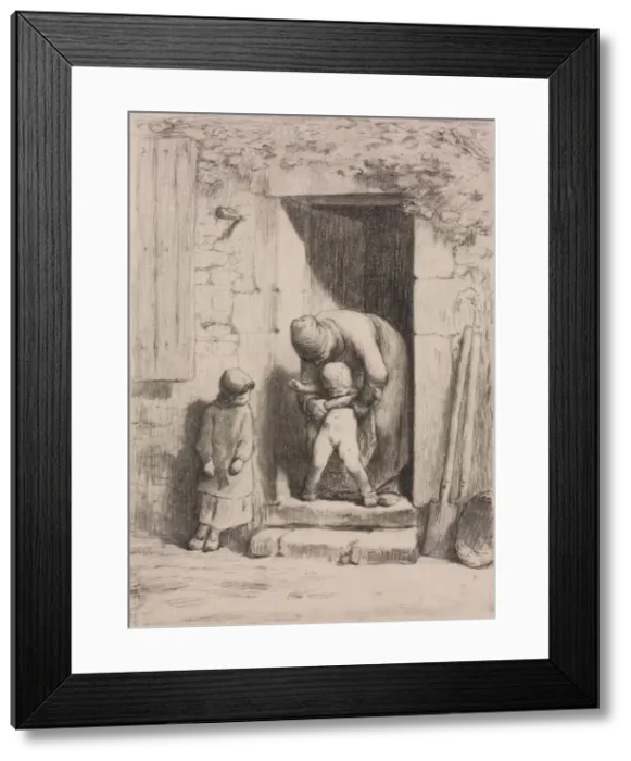 Framed Print : Maternal Solicitude. Artist: Millet, Jean-Francois (1814-1875) Framed Print : Maternal Solicitude. Artist: Millet, Jean-Francois (1814-1875)