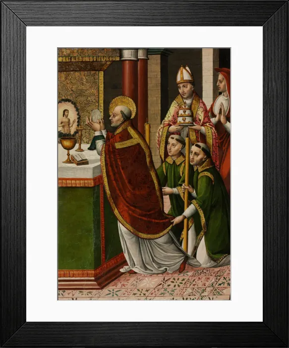 Framed Print : The Mass of Saint Gregory the Great. Artist: Master of Portillo (active 1520-1530)