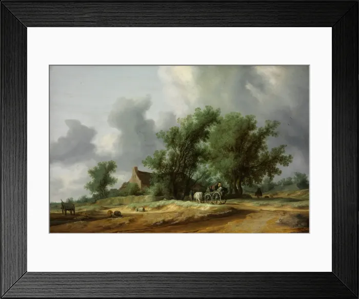 Framed Print : Road in the Dunes with a Carriage. Artist: Ruisdael, Salomon Jacobsz, van (1600 / 3-1670) Framed Print : Road in the Dunes with a Carriage. Artist: Ruisdael, Salomon Jacobsz, van (1600 / 3-1670)