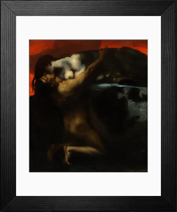 Framed Print : The Kiss of the Sphinx. Artist: Stuck, Franz, Ritter von (1863-1928) Framed Print : The Kiss of the Sphinx. Artist: Stuck, Franz, Ritter von (1863-1928)
