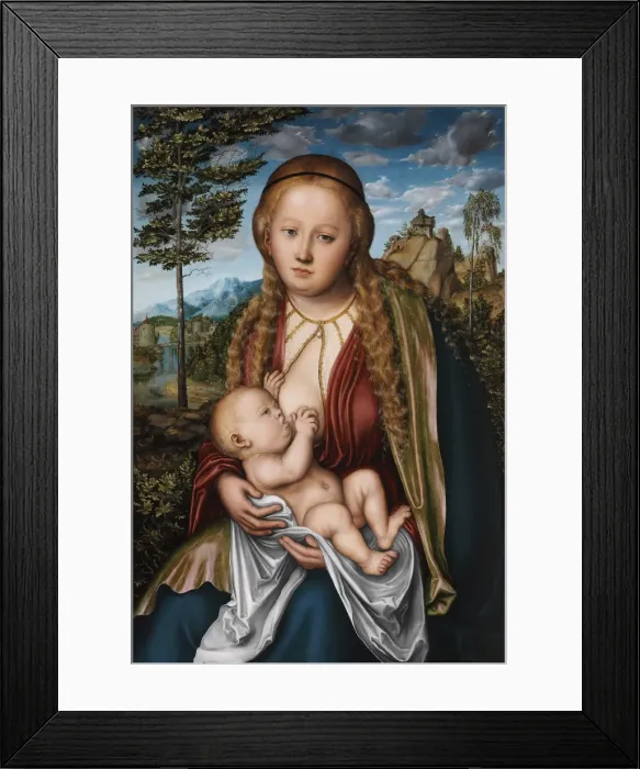 Framed Print : Tthe Virgin suckling the Child. Artist: Cranach, Lucas, the Elder (1472-1553) Framed Print : Tthe Virgin suckling the Child. Artist: Cranach, Lucas, the Elder (1472-1553)