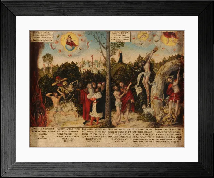 Framed Print : Law and Grace. Artist: Cranach, Lucas, the Younger (1515-1586) Framed Print : Law and Grace. Artist: Cranach, Lucas, the Younger (1515-1586)