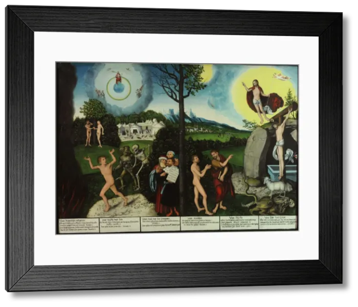 Framed Print : Damnation and Redemption. Law and Grace. Artist: Cranach, Lucas, the Elder (1472-1553) Framed Print : Damnation and Redemption. Law and Grace. Artist: Cranach, Lucas, the Elder (1472-1553)