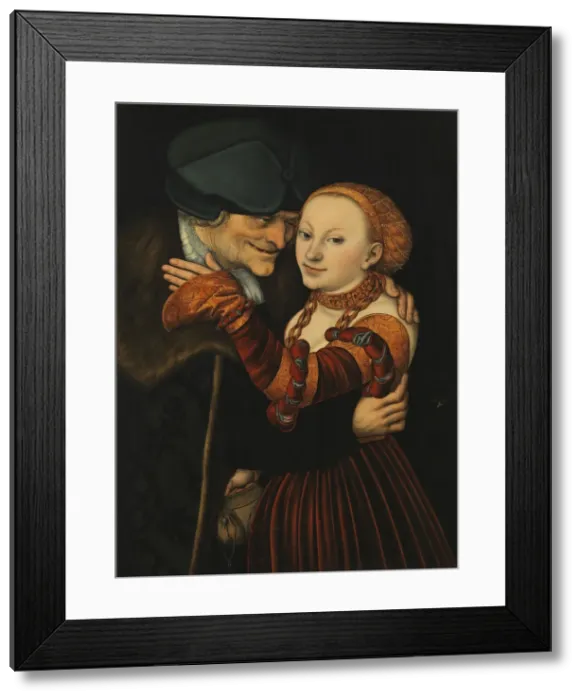 Framed Print : The Unequal Couple. Artist: Cranach, Lucas, the Elder (1472-1553) Framed Print : The Unequal Couple. Artist: Cranach, Lucas, the Elder (1472-1553)