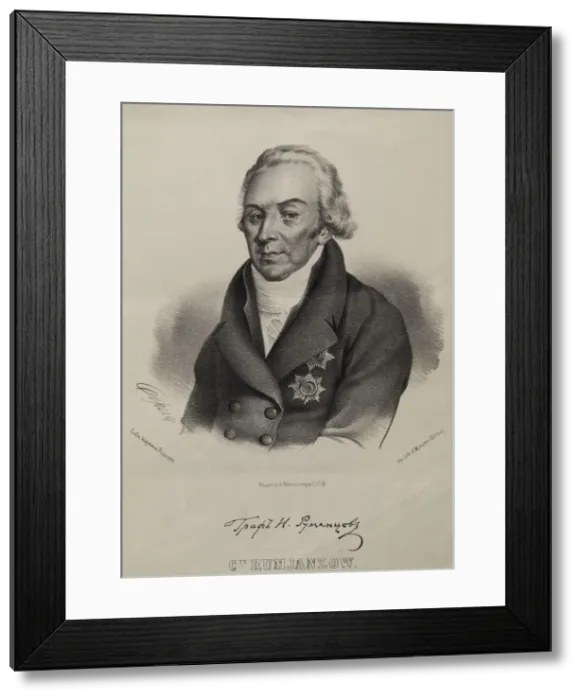 Framed Print : Portrait of Count Nikolay Petrovich Rumyantsev (1754-1826). Artist: Borel, Pyotr Fyodorovich (1829-1898) Framed Print : Portrait of Count Nikolay Petrovich Rumyantsev (1754-1826). Artist: Borel, Pyotr Fyodorovich (1829-1898)