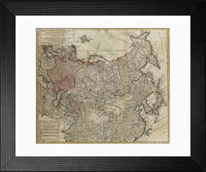 Framed Print : Map of Russia (From: Imperii Russici et Tartariae universae tam majoris et Asiaticae quam minoris et Artist: Hase, Johann Matthias (1684-1742) Framed Print : Map of Russia (From: Imperii Russici et Tartariae universae tam majoris et Asiaticae quam minoris et Artist: Hase, Johann Matthias (1684-1742)