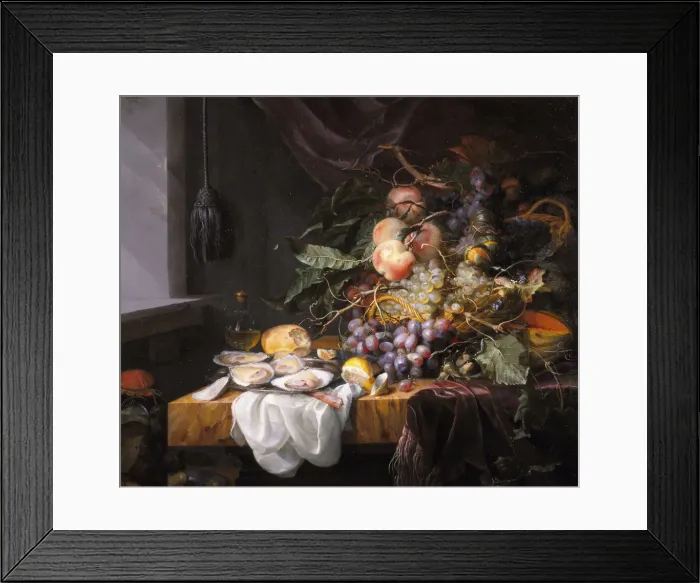 Framed Print : Still Life with fruit and oysters. Artist: Walscapelle, Jacob van (1644-1727) Framed Print : Still Life with fruit and oysters. Artist: Walscapelle, Jacob van (1644-1727)