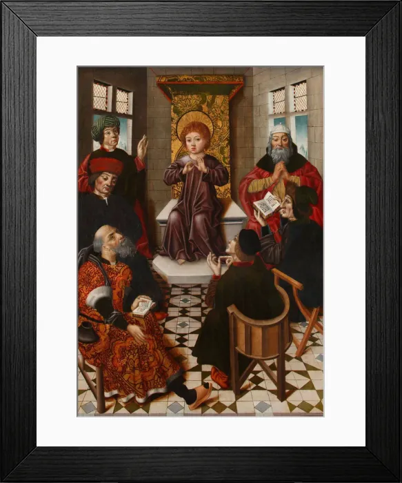 Framed Print : Christ among the Doctors. Artist: Cruz, Diego de la (active 1482-1500) Framed Print : Christ among the Doctors. Artist: Cruz, Diego de la (active 1482-1500)