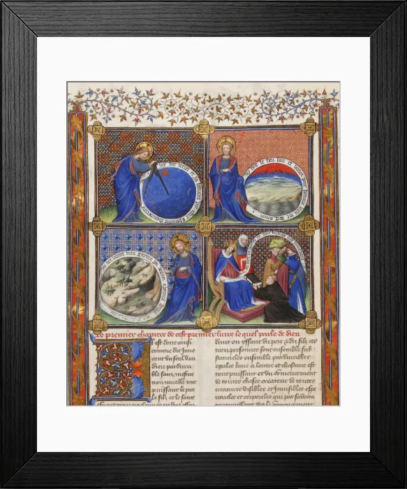 Framed Print : The Creation (From: Livre des propietes des choses by Barthelemy l Anglais). Artist: Anonymous Framed Print : The Creation (From: Livre des propietes des choses by Barthelemy l Anglais). Artist: Anonymous