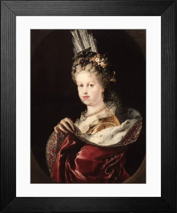 Framed Print : Portrait of Queen Maria Luisa of Savoy. Artist: Melendez, Miguel Jacinto (1679-1734) Framed Print : Portrait of Queen Maria Luisa of Savoy. Artist: Melendez, Miguel Jacinto (1679-1734)