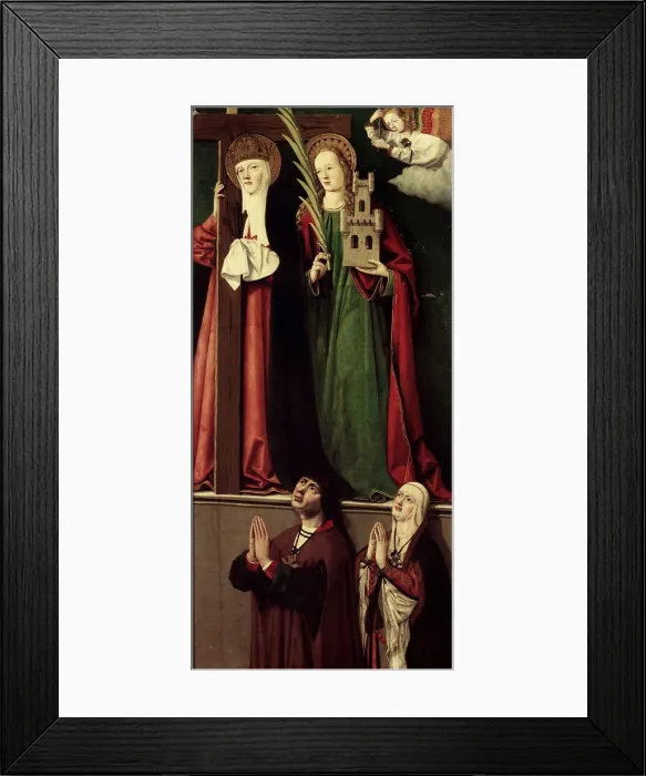 Framed Print : Catholic Monarchs with Saints Helena and Barbara. Artist: Master of Manzanillo (active 1480-1500) Framed Print : Catholic Monarchs with Saints Helena and Barbara. Artist: Master of Manzanillo (active 1480-1500)