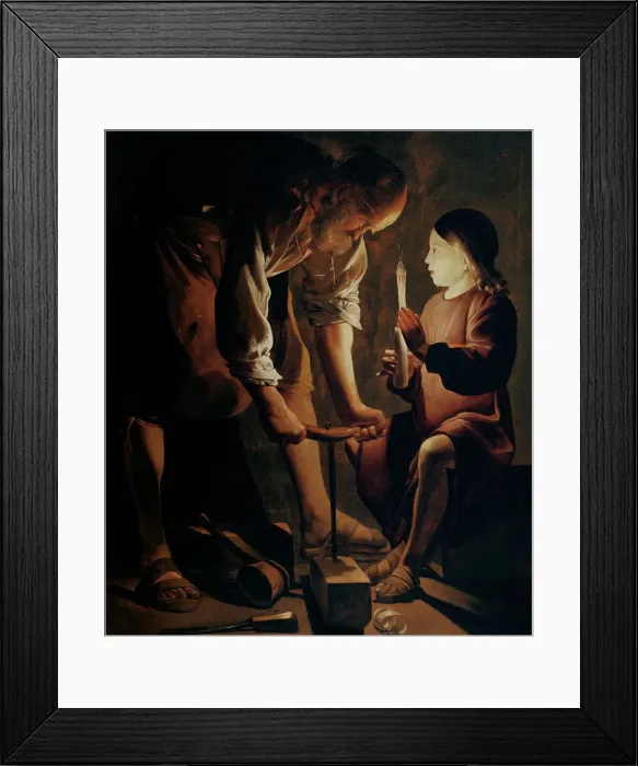 Framed Print : Saint Joseph, the Carpenter. Artist: La Tour, Georges, de (1583-1652) Framed Print : Saint Joseph, the Carpenter. Artist: La Tour, Georges, de (1583-1652)