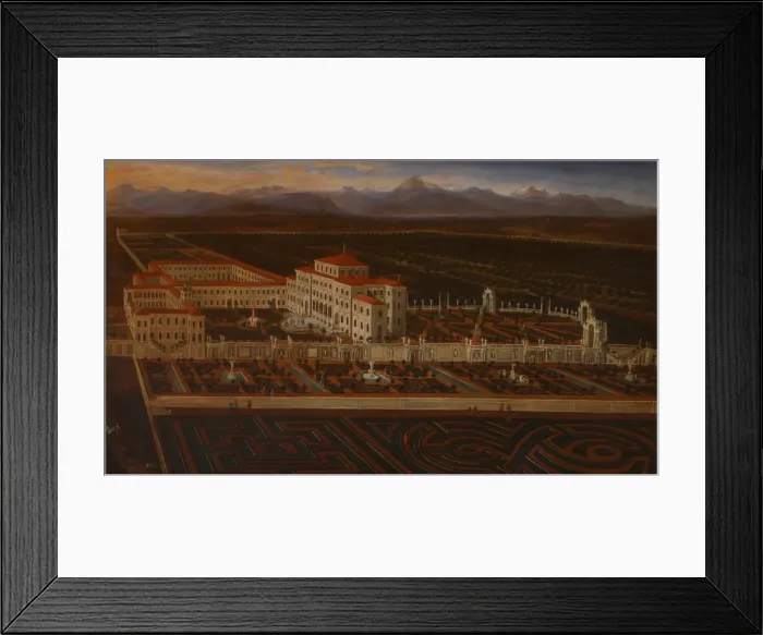Framed Print : Palace and Gardens of Venaria Reale. Artist: Master of the Residenze Sabaude (1640-1705) Framed Print : Palace and Gardens of Venaria Reale. Artist: Master of the Residenze Sabaude (1640-1705)