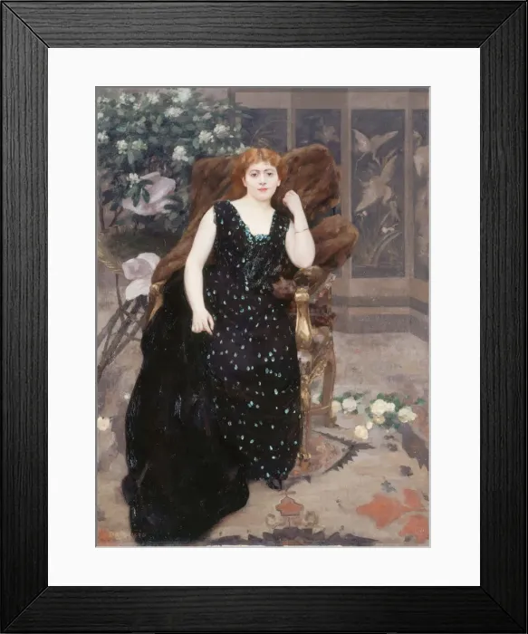 Framed Print : Portrait of Jane Hading. Artist: Roll, Alfred Philippe (1846-1919) Framed Print : Portrait of Jane Hading. Artist: Roll, Alfred Philippe (1846-1919)
