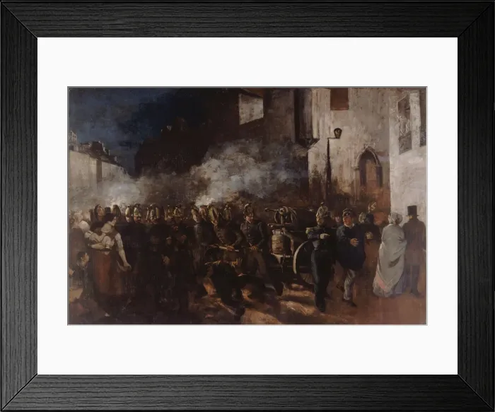 Framed Print : Firemen Running to a Fire. Artist: Courbet, Gustave (1819-1877) Framed Print : Firemen Running to a Fire. Artist: Courbet, Gustave (1819-1877)