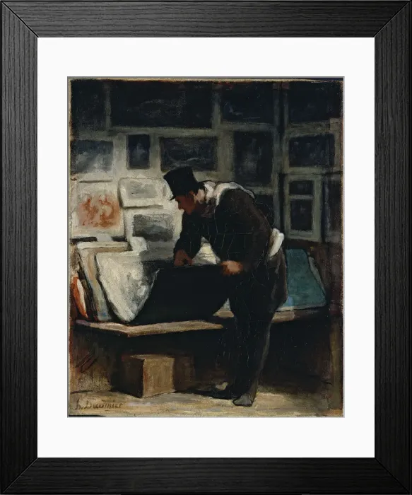 Framed Print : The Prints Collector. Artist: Daumier, Honore (1808-1879) Framed Print : The Prints Collector. Artist: Daumier, Honore (1808-1879)