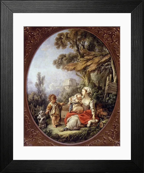 Framed Print : The Little Dogs Dance. Artist: Boucher, Francois (1703-1770) Framed Print : The Little Dogs Dance. Artist: Boucher, Francois (1703-1770)