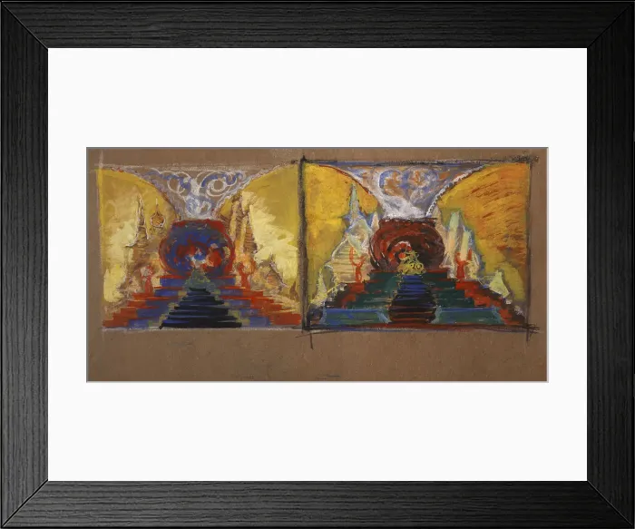 Framed Print : Stage design for the opera The Golden Cockerel by N. Rimsky-Korsakov. Artist: Malyutin, Sergei Vasilyevich (1859-1937) Framed Print : Stage design for the opera The Golden Cockerel by N. Rimsky-Korsakov. Artist: Malyutin, Sergei Vasilyevich (1859-1937)