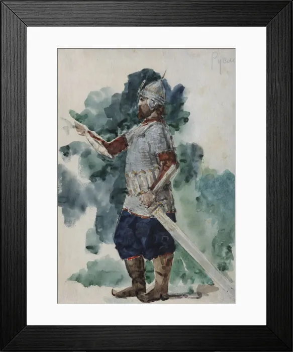 Framed Print : Ruslan. Costume design for the opera Ruslan and Lyudmila by M. Glinka. Artist: Serov, Valentin Alexandrovich (1865-1911) Framed Print : Ruslan. Costume design for the opera Ruslan and Lyudmila by M. Glinka. Artist: Serov, Valentin Alexandrovich (1865-1911)