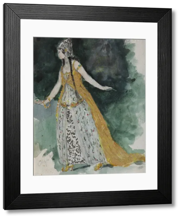 Framed Print : Lyudmila. Costume design for the opera Ruslan and Lyudmila by M. Glinka. Artist: Serov, Valentin Alexandrovich (1865-1911) Framed Print : Lyudmila. Costume design for the opera Ruslan and Lyudmila by M. Glinka. Artist: Serov, Valentin Alexandrovich (1865-1911)